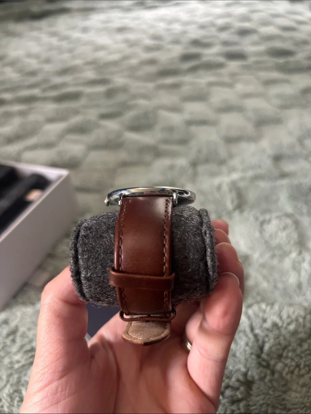 Nordgreen | Minimalist Silver Dial Watch with Brown Leather Strap - Picture 5 of 7